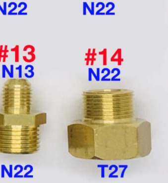 Tổng hợp các khớp chuyển ren 14mm 13mm 21mm 22mm 27mm – dùng cho các dòng máy rửa xe phổ biến