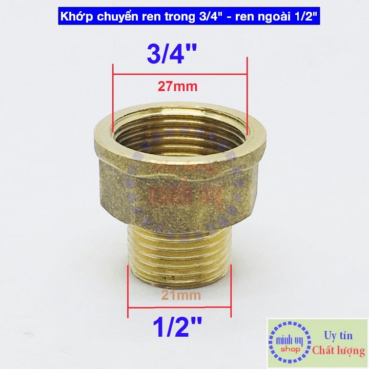 Khớp chuyển ren TRONG 27mm (3/4″) sang ren NGOÀI 21mm (1/2″)