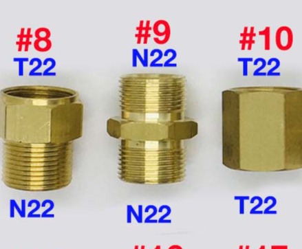 Tổng hợp các khớp chuyển ren 14mm 13mm 21mm 22mm 27mm – dùng cho các dòng máy rửa xe phổ biến