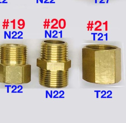 Tổng hợp các khớp chuyển ren 14mm 13mm 21mm 22mm 27mm – dùng cho các dòng máy rửa xe phổ biến