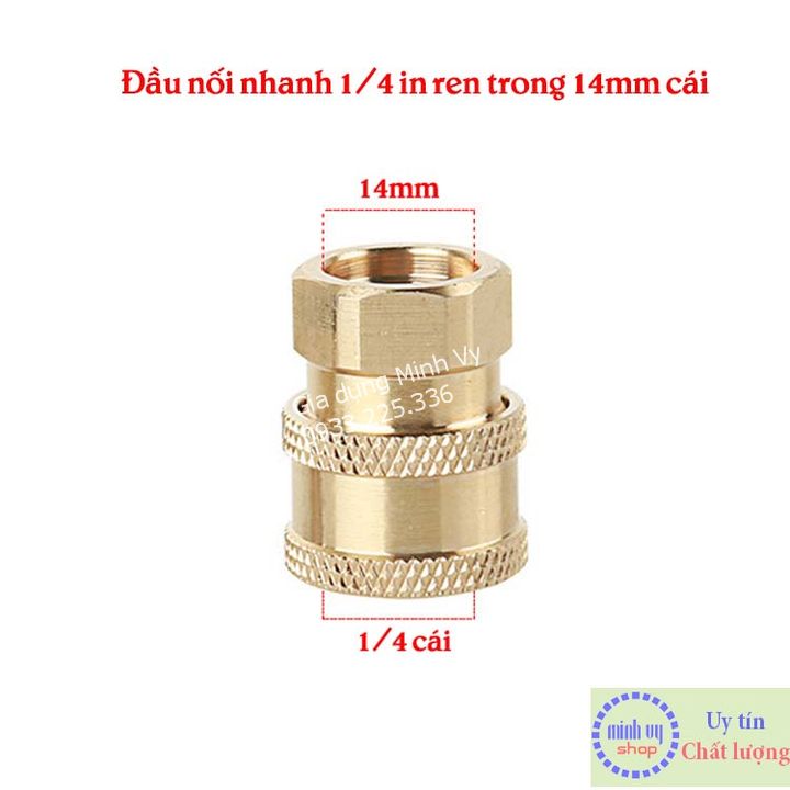Đầu đực/cái nối nhanh 1/4 inch – Nối s.úng phun với béc xịt rửa, bình phun bọt tuyết máy xịt rửa áp lực cao