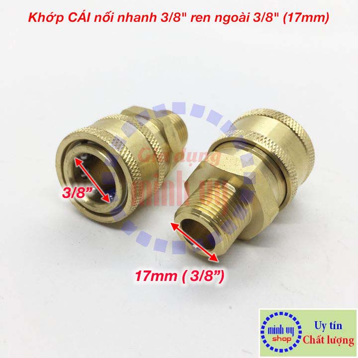 Khớp nối nhanh đồng CÁI 3/8″ – ren NGOÀI 3/8″ 17mm
