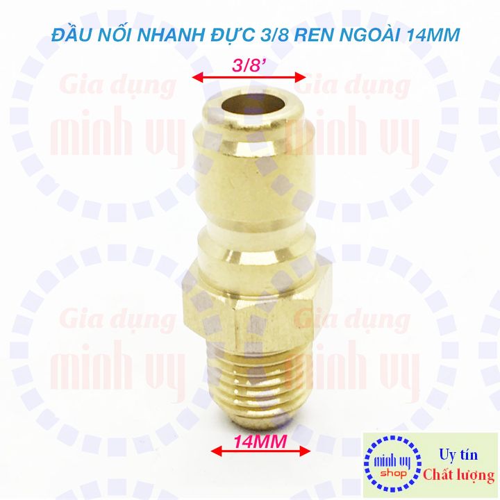 Đầu nối nhanh đực 3/8 – ren ngoài 14mm lồi