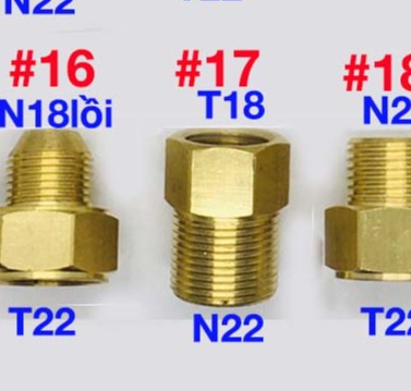 Tổng hợp các khớp chuyển ren 14mm 13mm 21mm 22mm 27mm – dùng cho các dòng máy rửa xe phổ biến