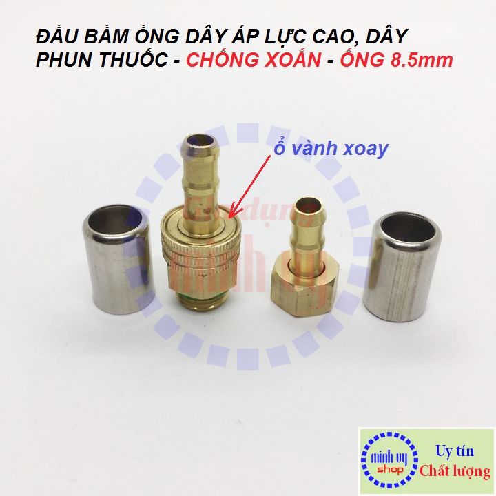 Đầu cos bấm dây áp lực [chống xoắn] máy rửa xe, dây xịt phun  –  ống 8.5mm