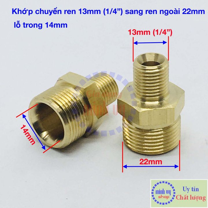 Tổng hợp các khớp chuyển ren 14mm 13mm 21mm 22mm 27mm – dùng cho các dòng máy rửa xe phổ biến